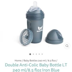 Herobility Anti-colic Baby Bottle 240mL 8.5oz Iron Blue (4 new bottles)